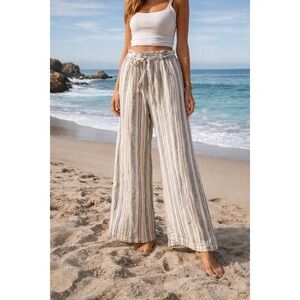 Jolt Striped Wide Leg Pants Womens Small Beachy Coastal Resort Vacation Pockets